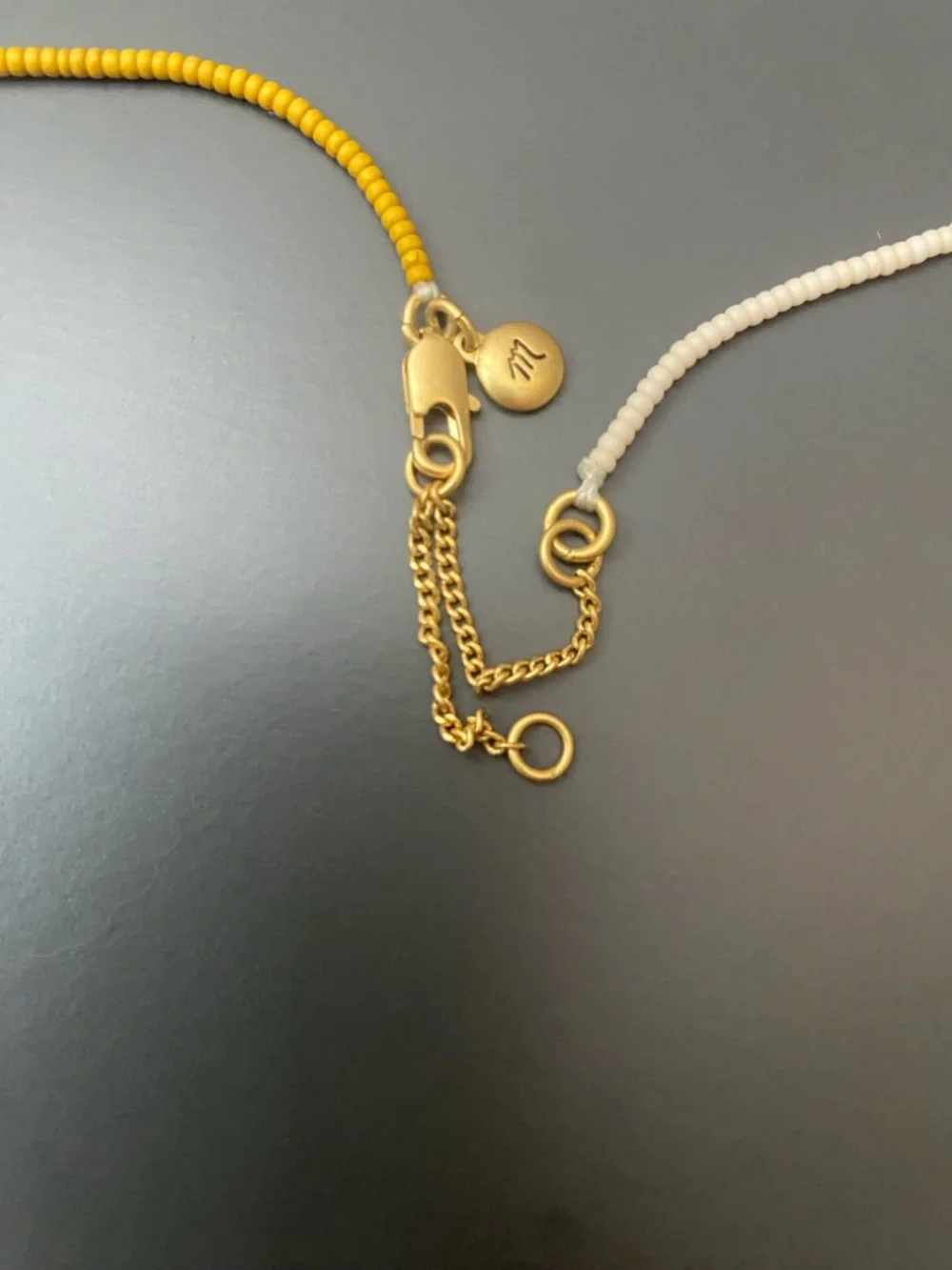 Madewell Cream and Yellow Seed Bead Necklace with Matching Small Tassels - Picture 4 of 5